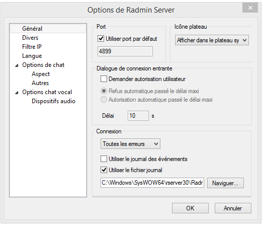 Radmin Server Options