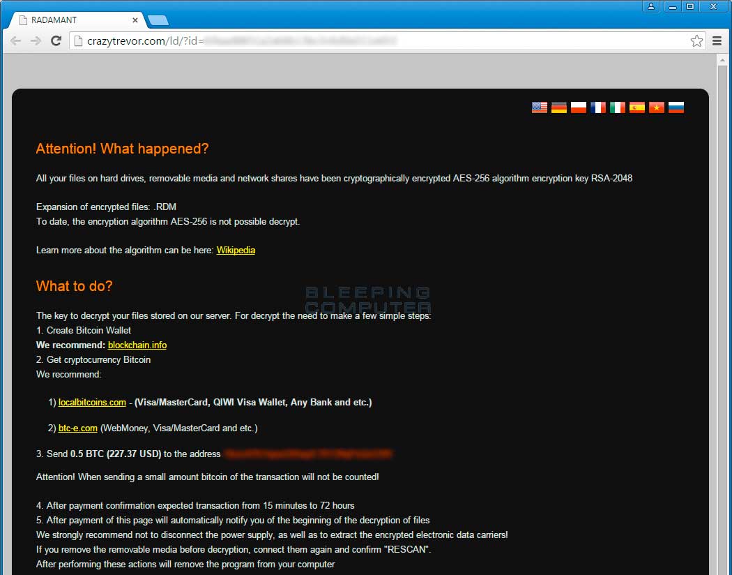 demande de rançon (lien url)